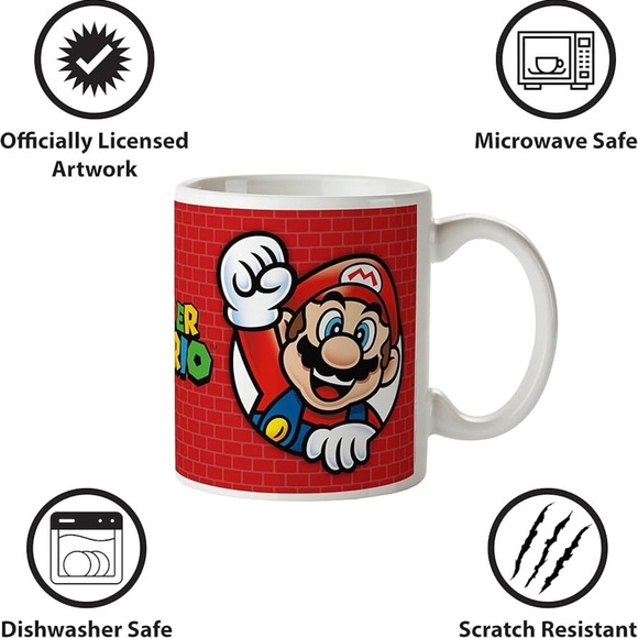Game On Super Mario Bros Bricks 11 oz. Ceramic Mug for Coffee, Cocoa & Tea - NWT - Picture 2 of 9
